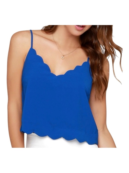 Lush Tops - Lush blue scalloped tank top
